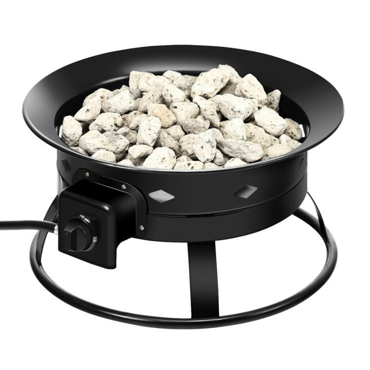 Portable Outdoor Black Metal Propane Fire Pit with Cover and Carry Kit - Eco-Friendly