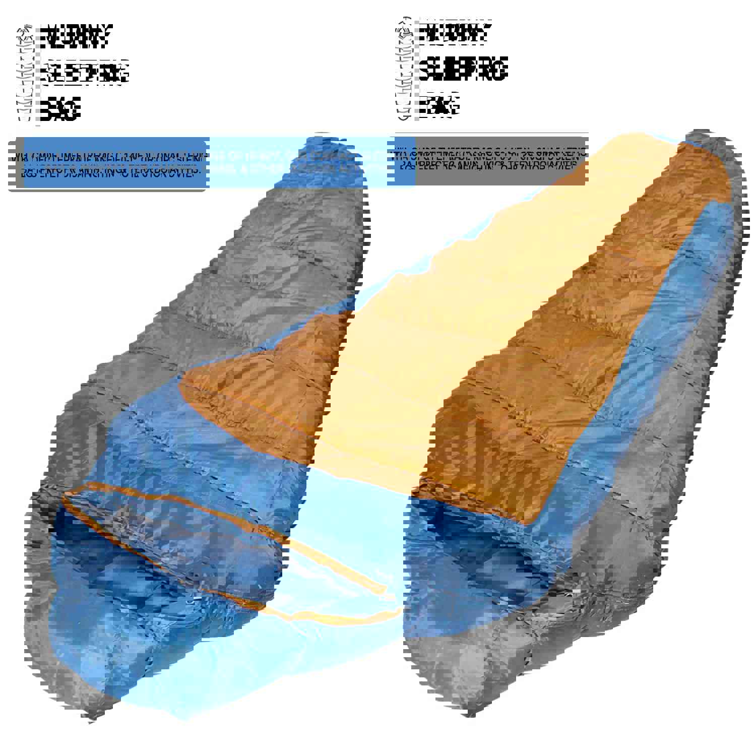 Ultralight 3 Season Sleeping Bag for Hiking, Camping & Outdoor Activities - Blue