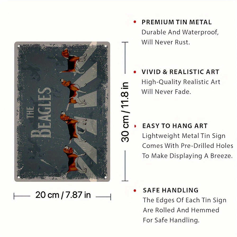 1pc THE BEAGLES Vintage Metal Tin Sign (20cm x 30cm) - Waterproof & Dustproof Wall Art Decor