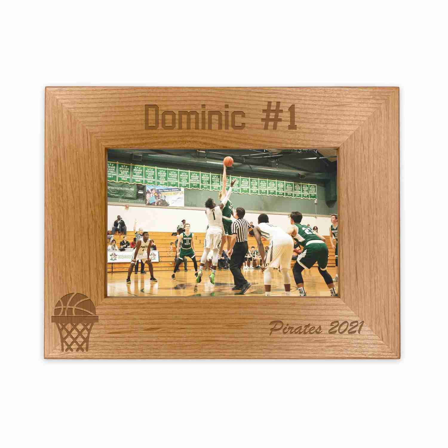 Personalized Basketball Picture Frame - Custom Engraved Team Gift for 4x6 Photo