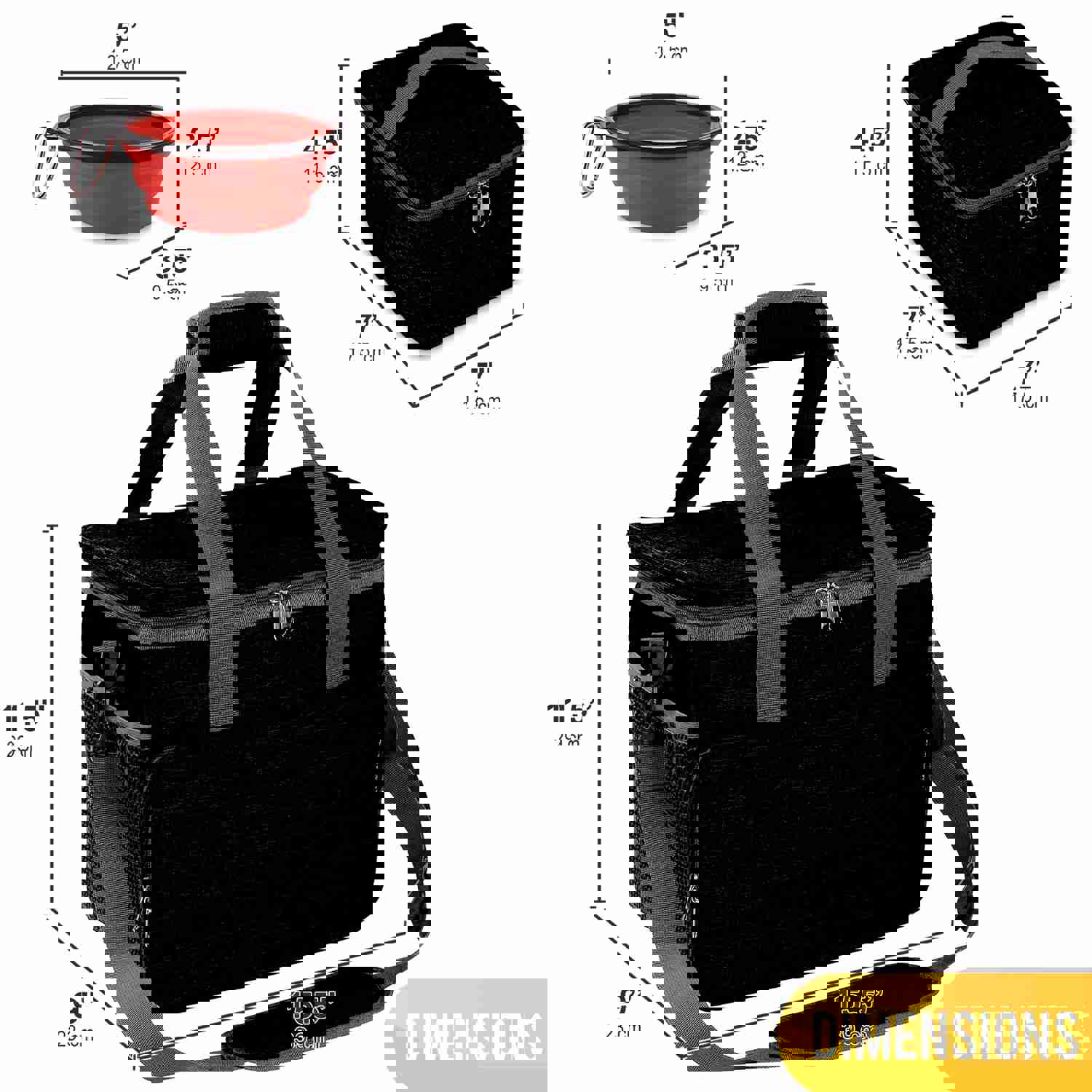KOPEKS Pet Travel Bag Set - Airline Approved with Food Carriers, Bowls & Mat