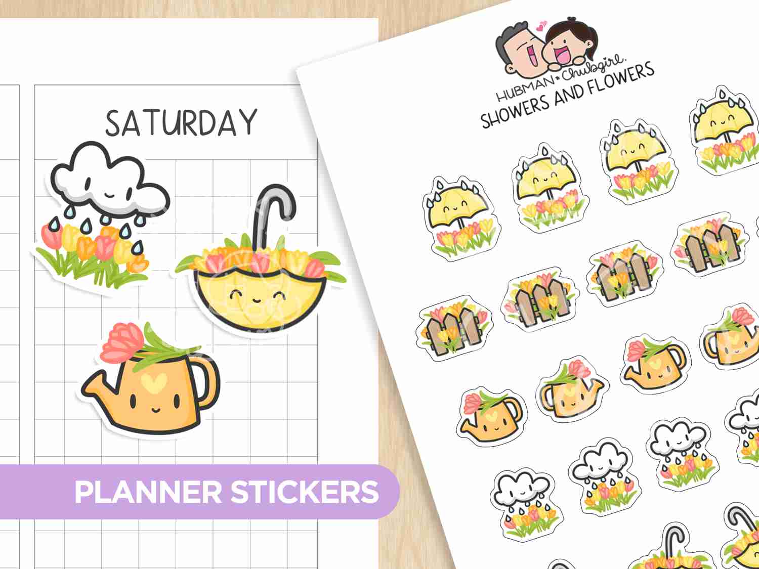Showers and Flowers Planner Stickers by Chubgirl