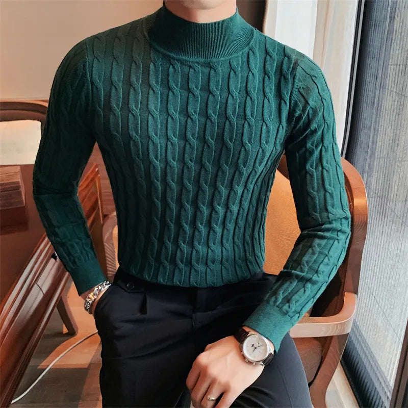 Nukty Autumn Winter Turtleneck Slim Sweater for Men - High Collar Casual Pullover (S-3XL)