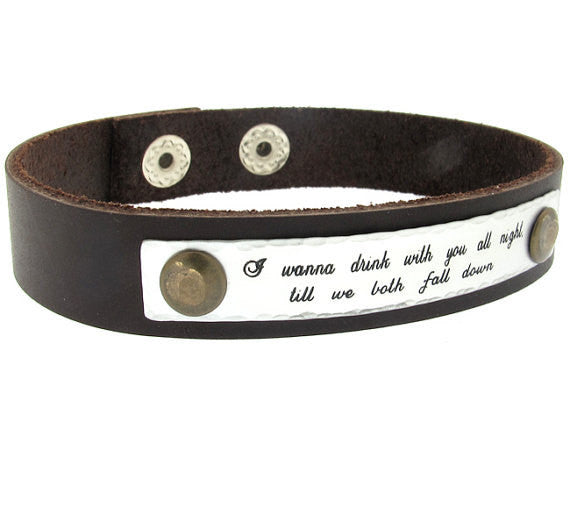 Personalized Leather Cuff Bracelet for Men - Engraved ID Gift