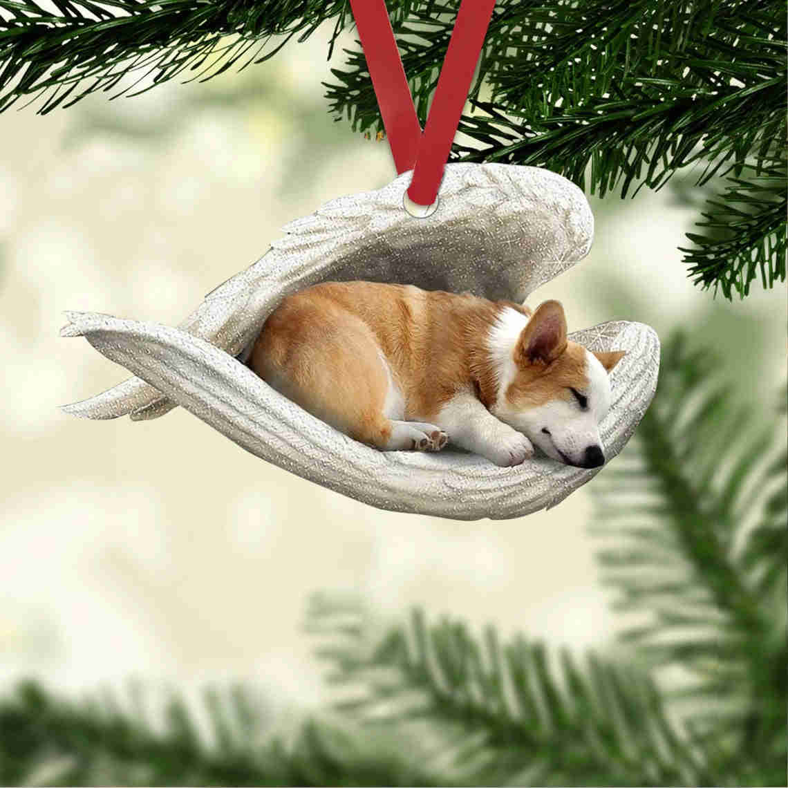 Pembroke Welsh Corgi Sleeping Angel Wing - Memorial Dog Lover Rear View Mirror Car Accessories