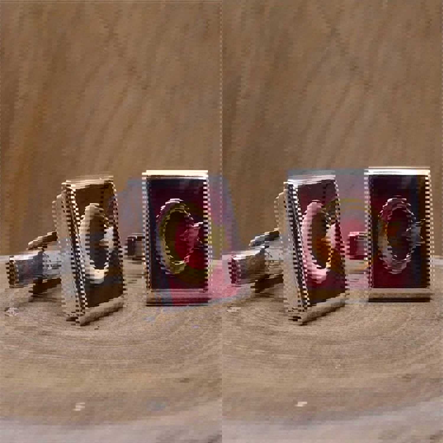 Red Crescent & Star Silver Cufflink - Handmade 925 Sterling Silver Men's Cufflinks