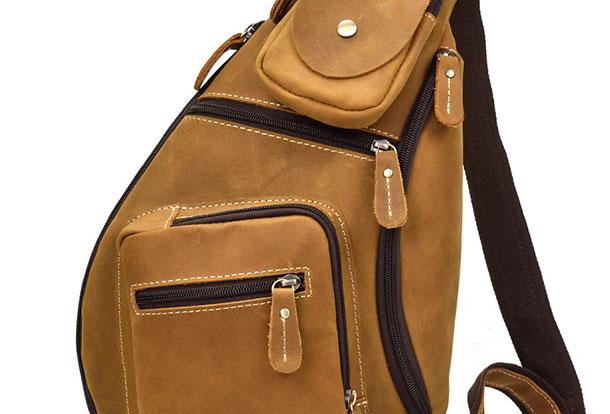 Genuine Leather Cool Chest Bag CrossBody Sling Bag for Men