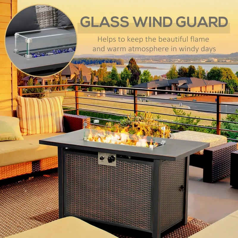 Outsunny 43 Inch Outdoor Propane Gas Fire Pit Table with Auto-Ignition and CSA Certification