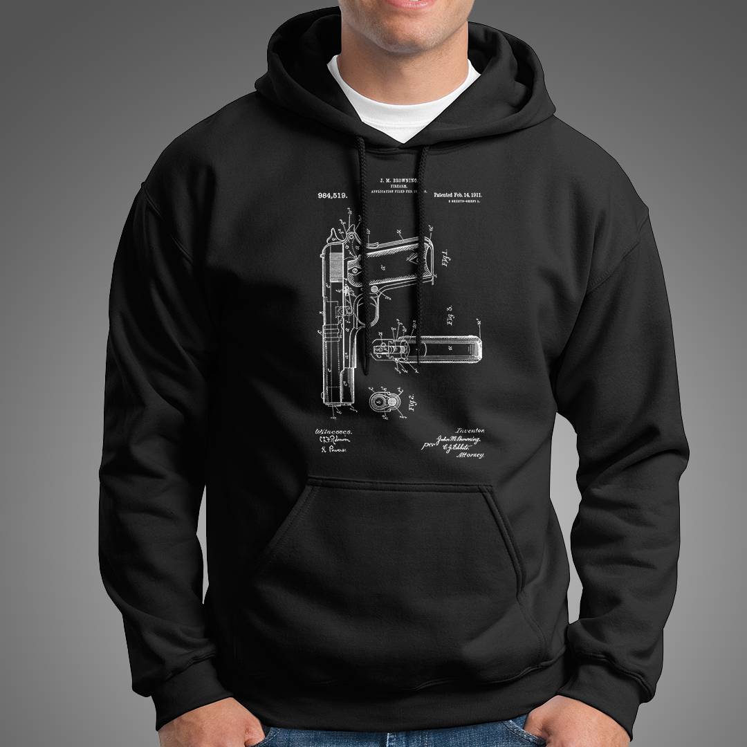 Colt 1911 Handgun Patent Mens Hoodie