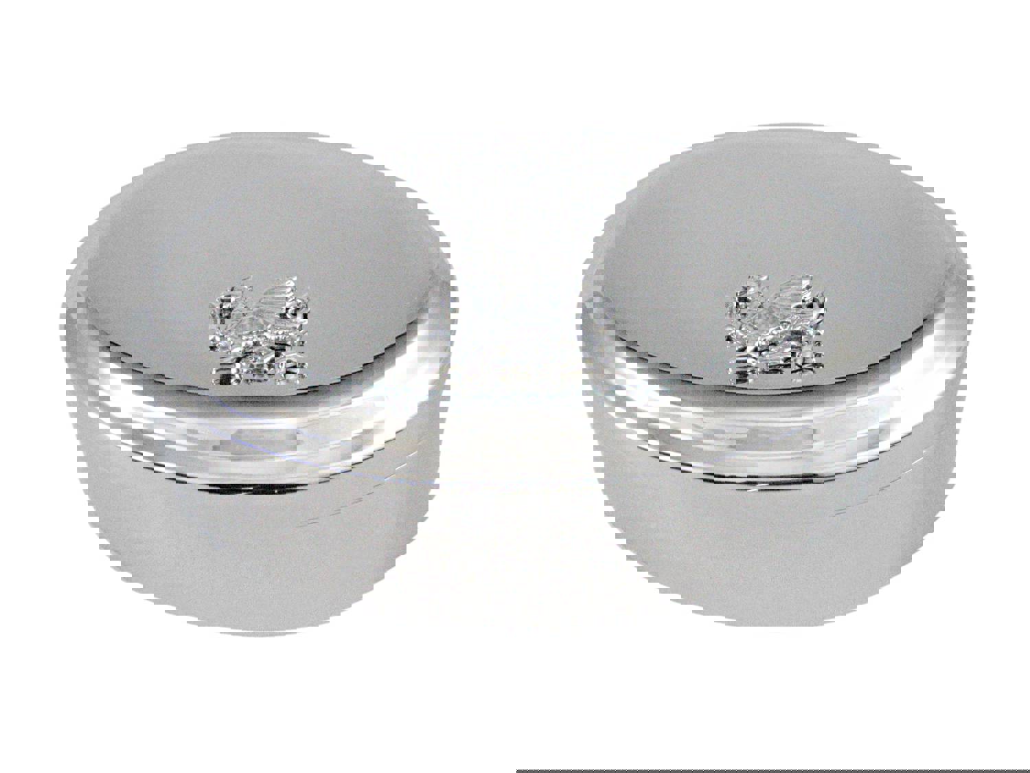 Silver Toned Welsh Dragon Pendant Oval Trinket Jewelry Box by Kiola Designs