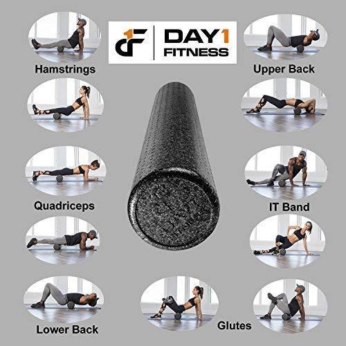High Density Muscle Foam Rollers by Day 1 Fitness – 4 Sizes & 7 Colors for Sports Massage & Therapy