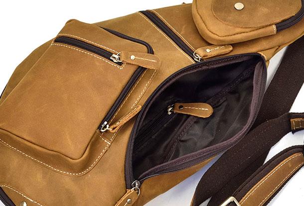 Genuine Leather Cool Chest Bag CrossBody Sling Bag for Men