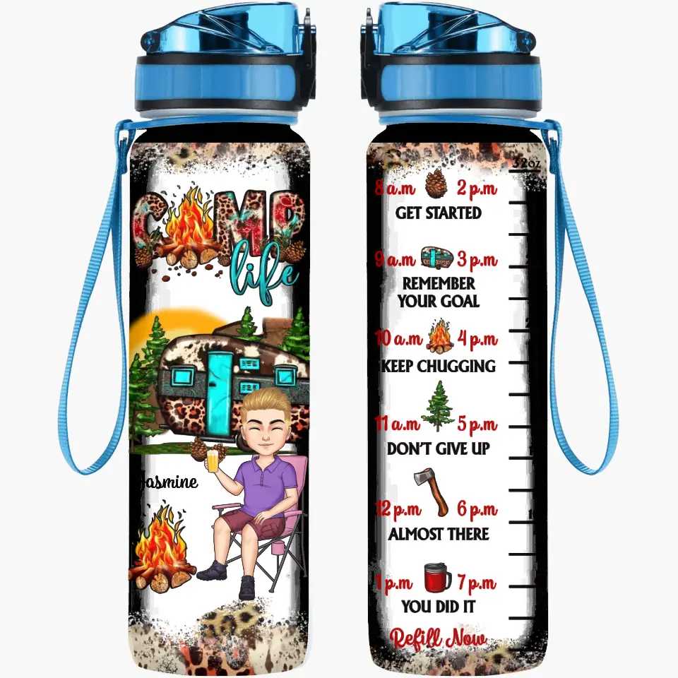 Personalized Custom Water Tracker Bottle - Motivational Hydration Bottle for Camping & Daily Use