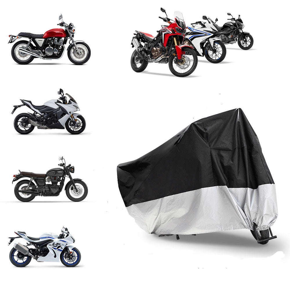 Motorcycle Cover Outdoor UV Protector Waterproof Dustproof Bike Cover with Elastic Hem