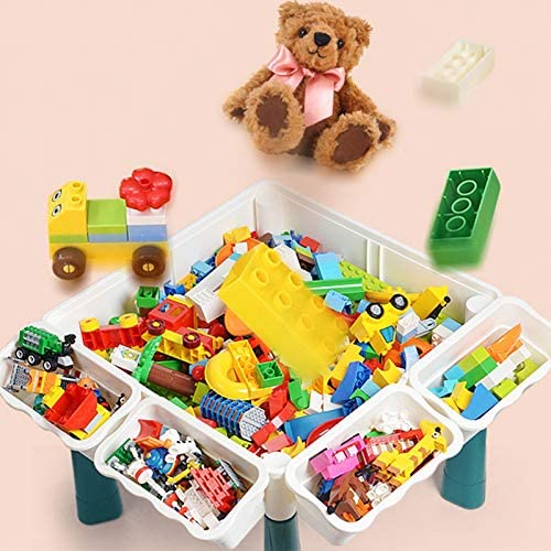 Toddler Activity Table & Chair Set - All-in-One Multi-Activity Playset with Building Blocks, Water & Sand Table for Kids 3-6 Years