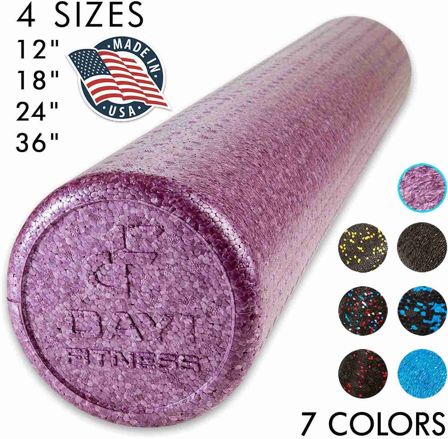 High Density Muscle Foam Rollers by Day 1 Fitness – 4 Sizes & 7 Colors for Sports Massage & Therapy
