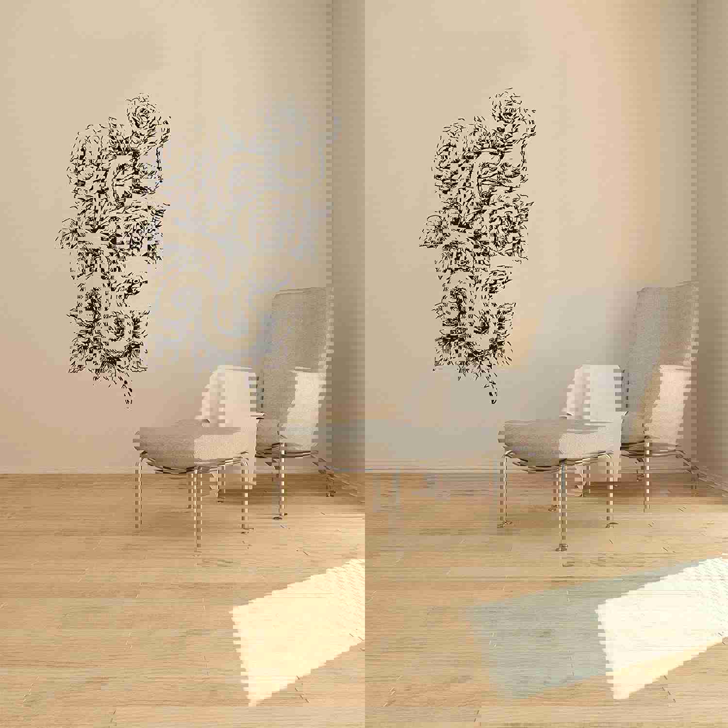 Animal Life Quote Vinyl Wall Sticker Decal - Snake Roses Snakes Rose Animal Animals Wild Life