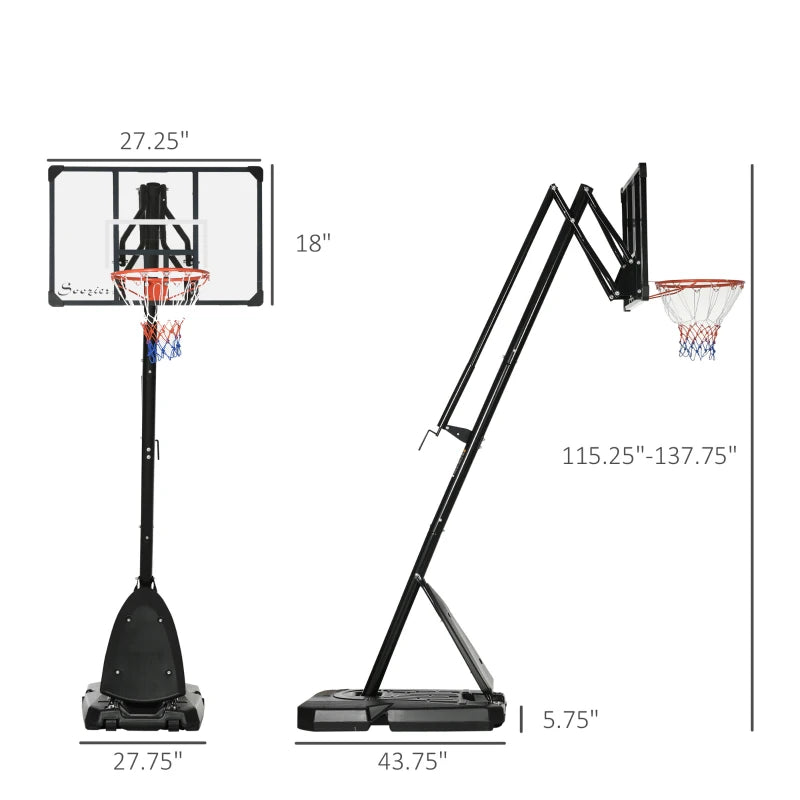 Soozier Adjustable Portable Basketball Hoop with Wheels for Indoor & Outdoor Use