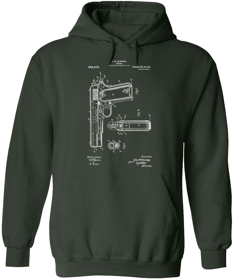 Colt 1911 Handgun Patent Mens Hoodie