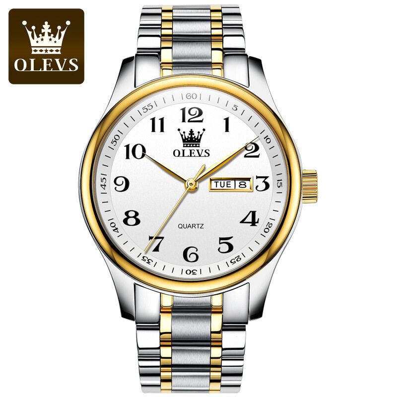 OLEVS 5567 Fashion Waterproof Steel Strap Calendar Business Quartz Casual Watch for Men and Women