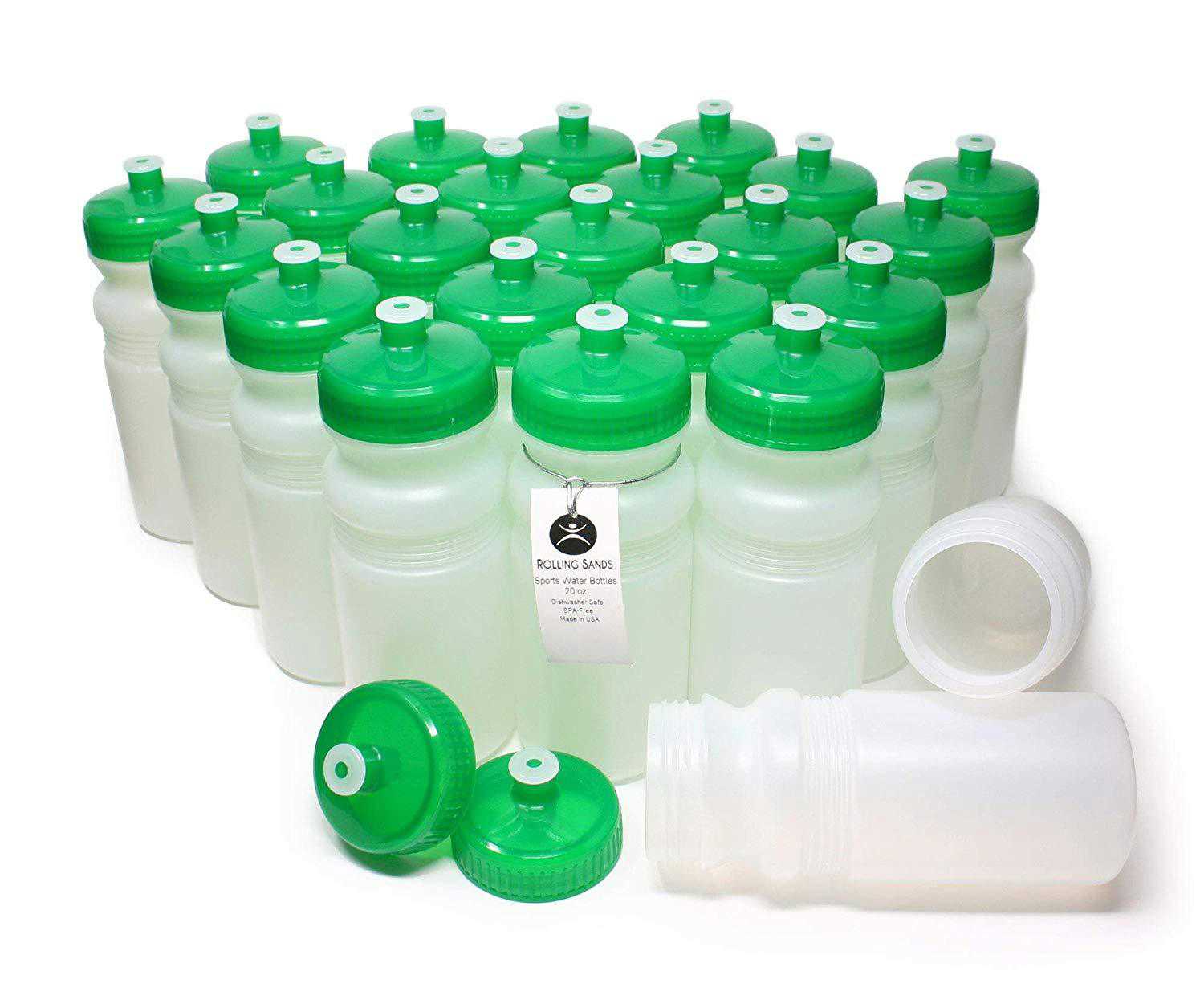 Rolling Sands 20 Ounce Sports Water Bottles 24 Pack - BPA-Free, Dishwasher Safe, Made in USA