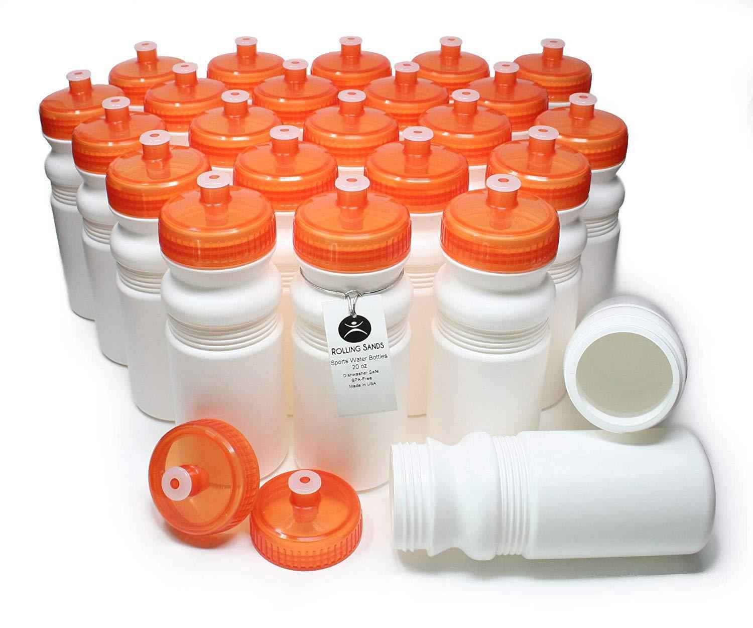 Rolling Sands 20 Ounce Sports Water Bottles 24 Pack - BPA-Free, Dishwasher Safe, Made in USA