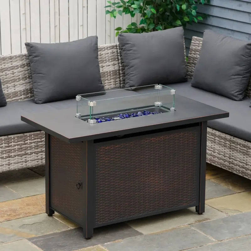 Outsunny 43 Inch Outdoor Propane Gas Fire Pit Table with Auto-Ignition and CSA Certification