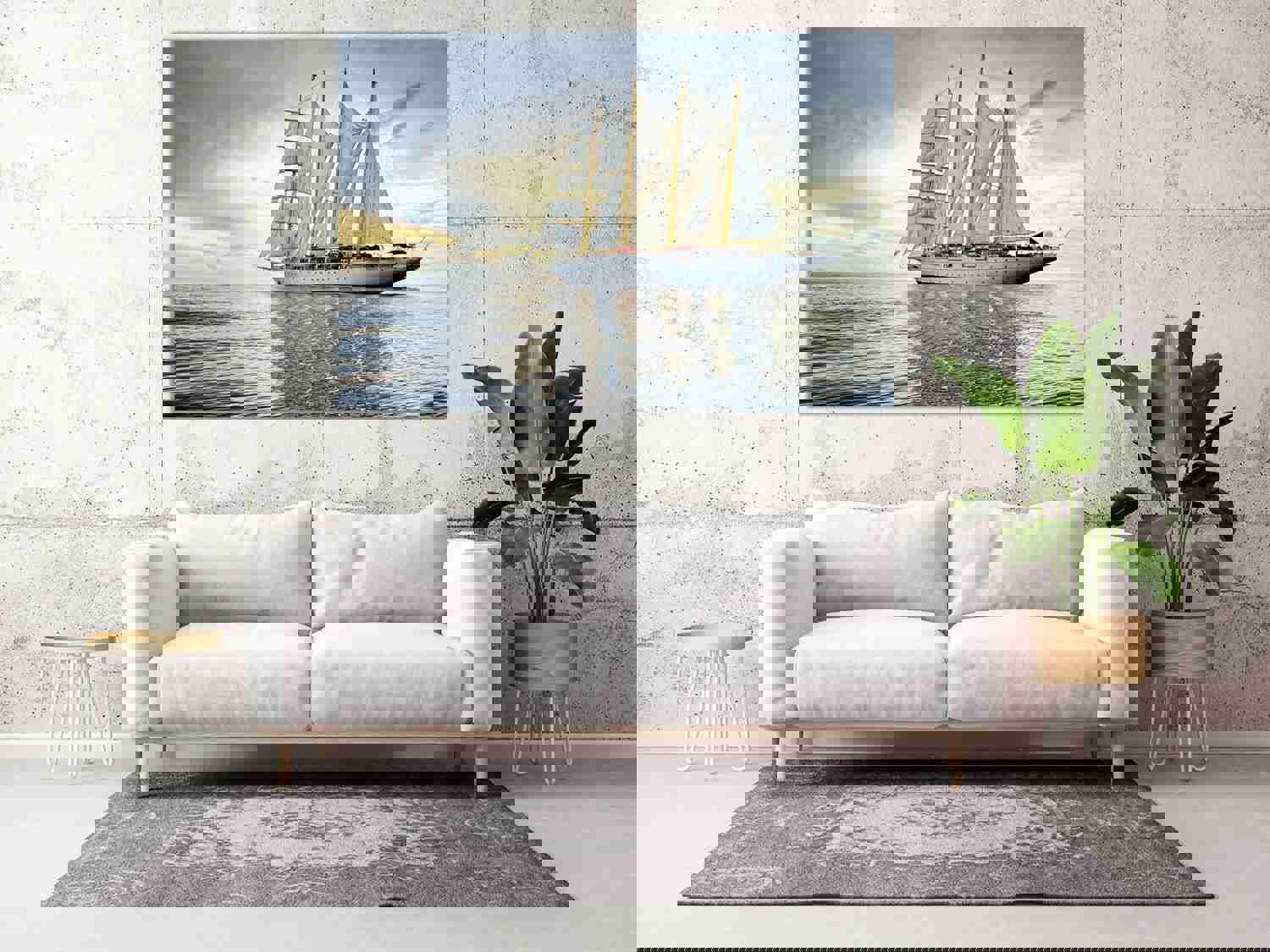 Seascape Painting Scarlet Witch Print Extra Large Multi Panel Light Blue Wall Art