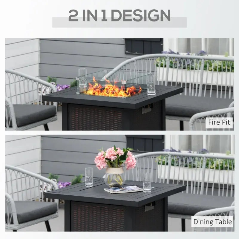 Outsunny 43 Inch Outdoor Propane Gas Fire Pit Table with Auto-Ignition and CSA Certification