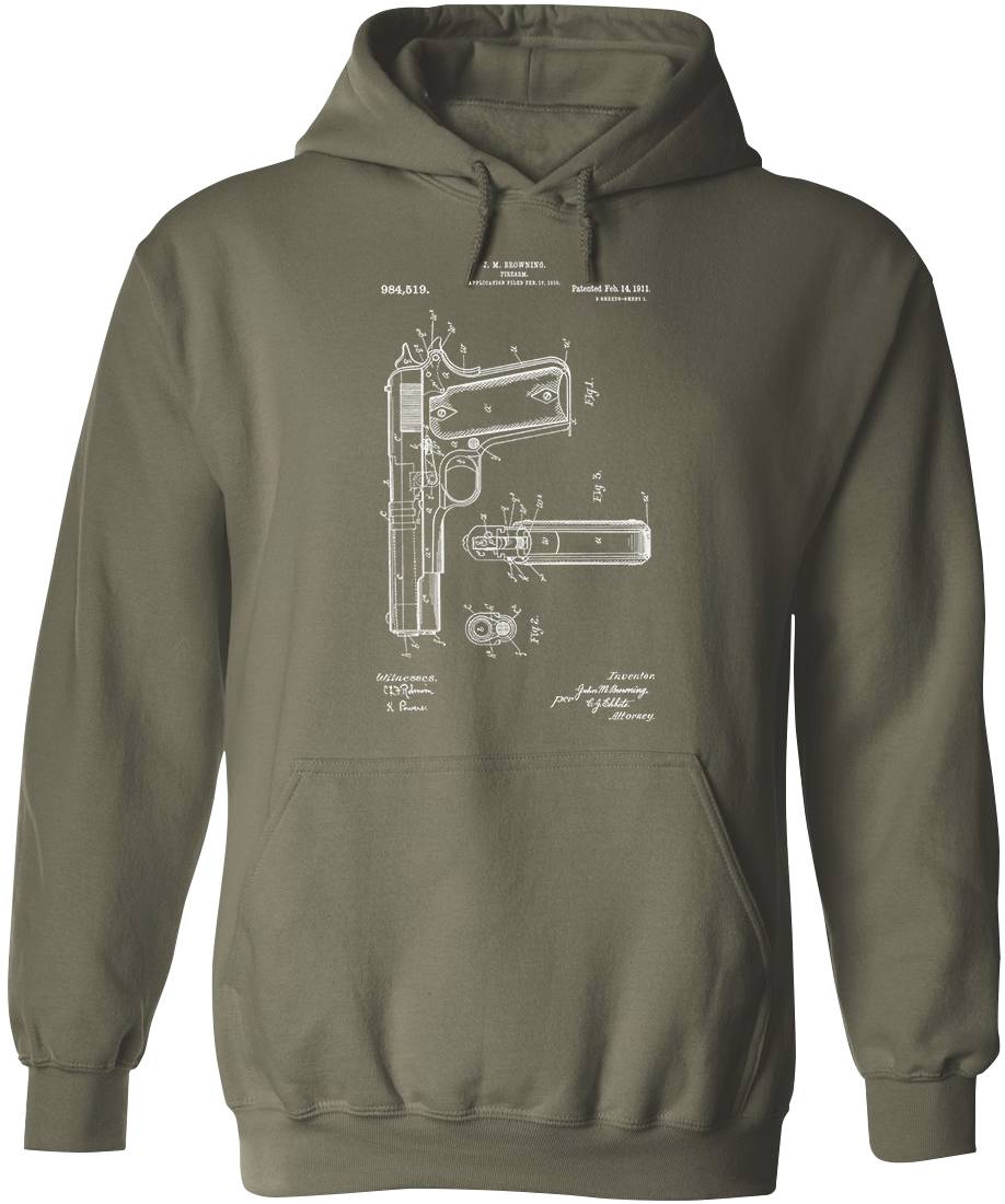 Colt 1911 Handgun Patent Mens Hoodie