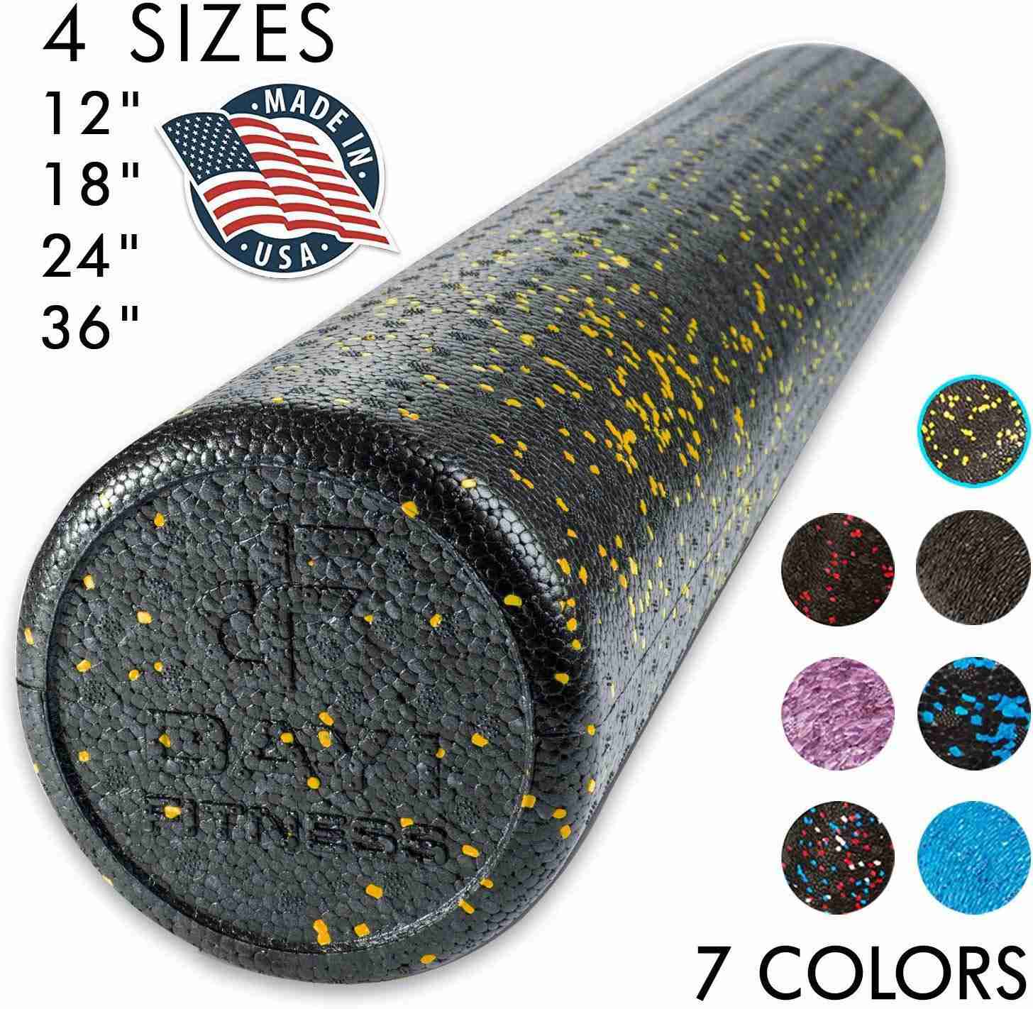 High Density Muscle Foam Rollers by Day 1 Fitness – 4 Sizes & 7 Colors for Sports Massage & Therapy
