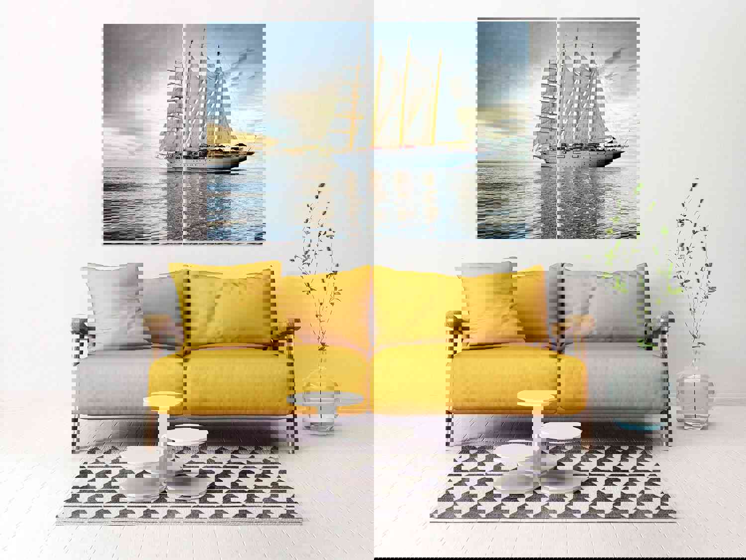 Seascape Painting Scarlet Witch Print Extra Large Multi Panel Light Blue Wall Art