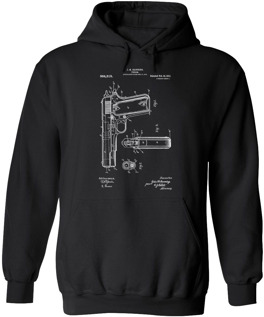 Colt 1911 Handgun Patent Mens Hoodie