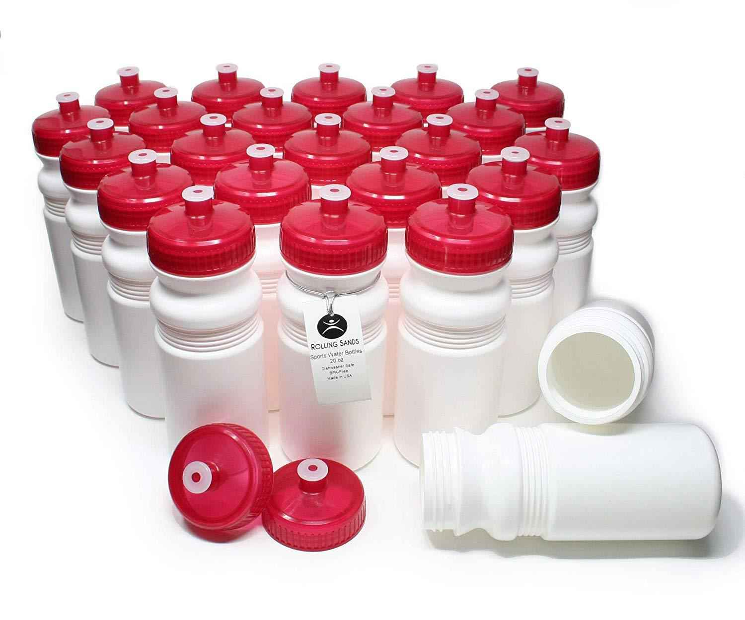 Rolling Sands 20 Ounce Sports Water Bottles 24 Pack - BPA-Free, Dishwasher Safe, Made in USA