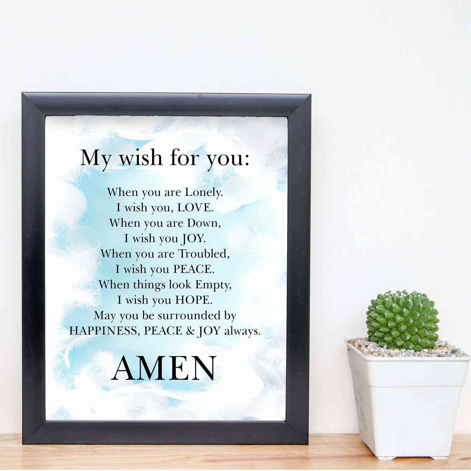 My Wish For You - Happiness, Peace & Joy Always Christian Prayer Wall Art - 8 x 10 Typographic Poster Print