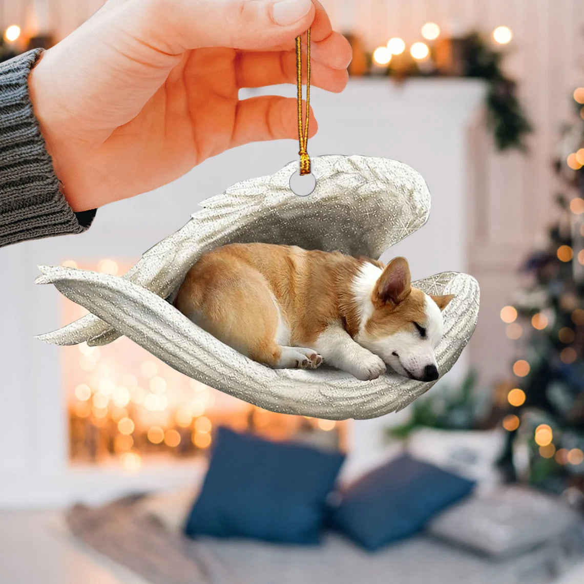 Pembroke Welsh Corgi Sleeping Angel Wing - Memorial Dog Lover Rear View Mirror Car Accessories