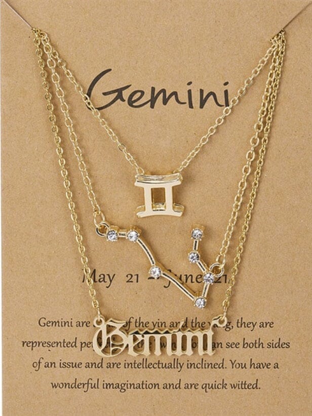 Women Girls 3 pcs Zodiac 12 Constellation Sign Pendant Astrology Necklace Set