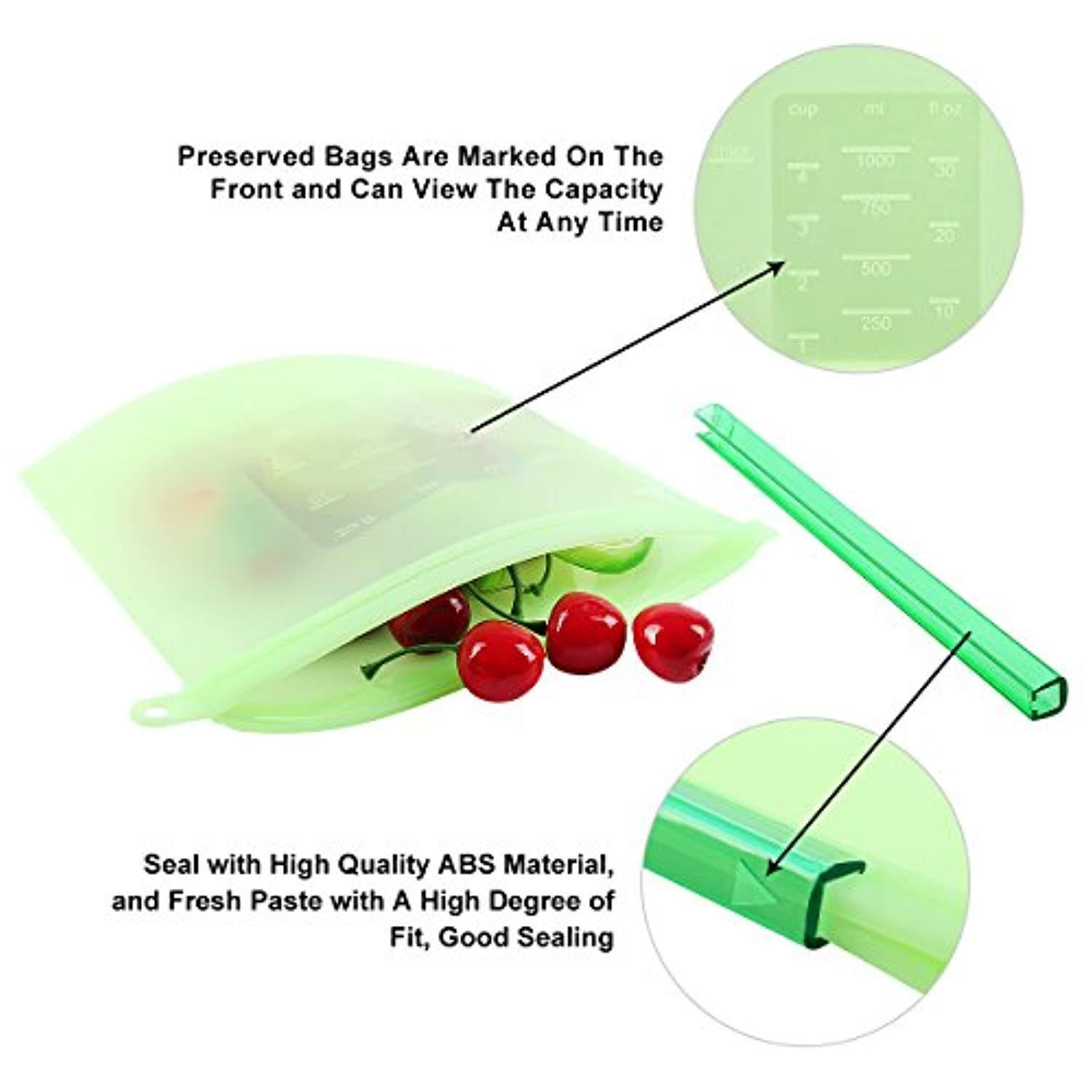Reusable Food Preservation Bags - 4 PCS, Airtight Silicone Storage for Refrigerator & Microwave