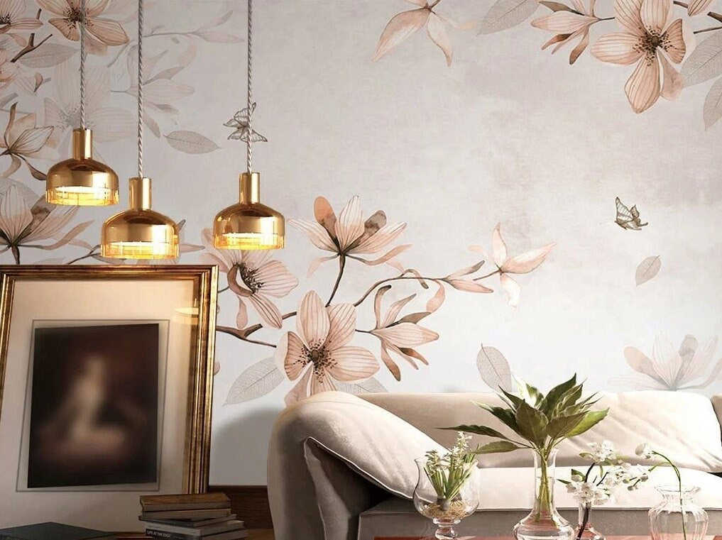 Magnolia Peel and Stick Wall Mural - Floral Self Adhesive Wallpaper