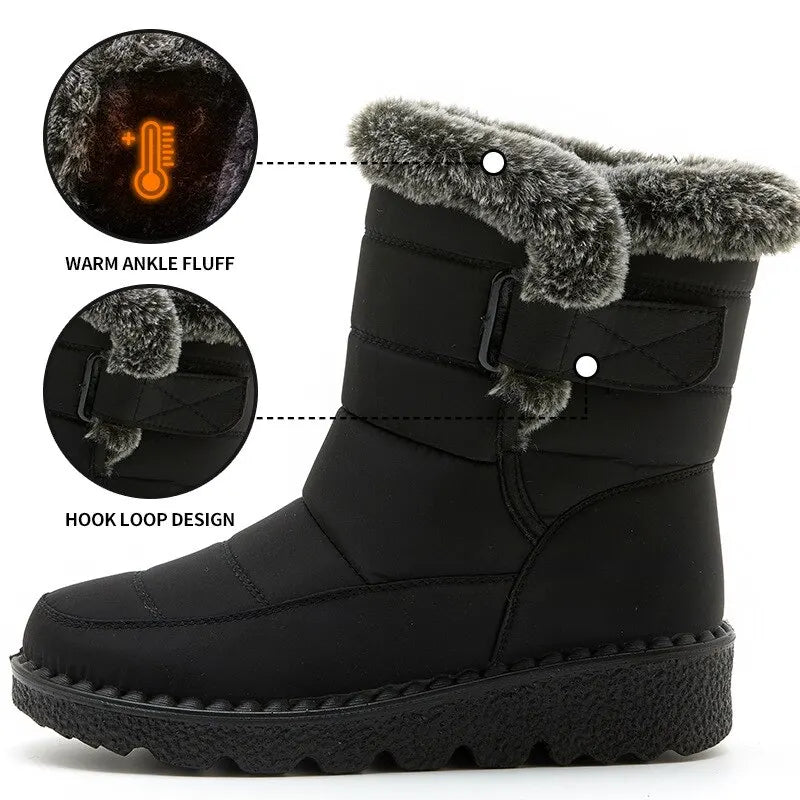 2023 New Faux Fur Waterproof Winter Snow Boots for Men & Women - Warm Platform Ankle Boots