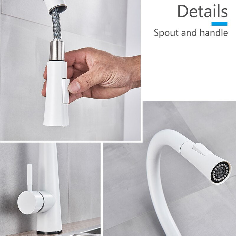 MIRODEMI® Smart Sensor Kitchen Faucet Mixer in White/Matte Black/Brushed Nickel