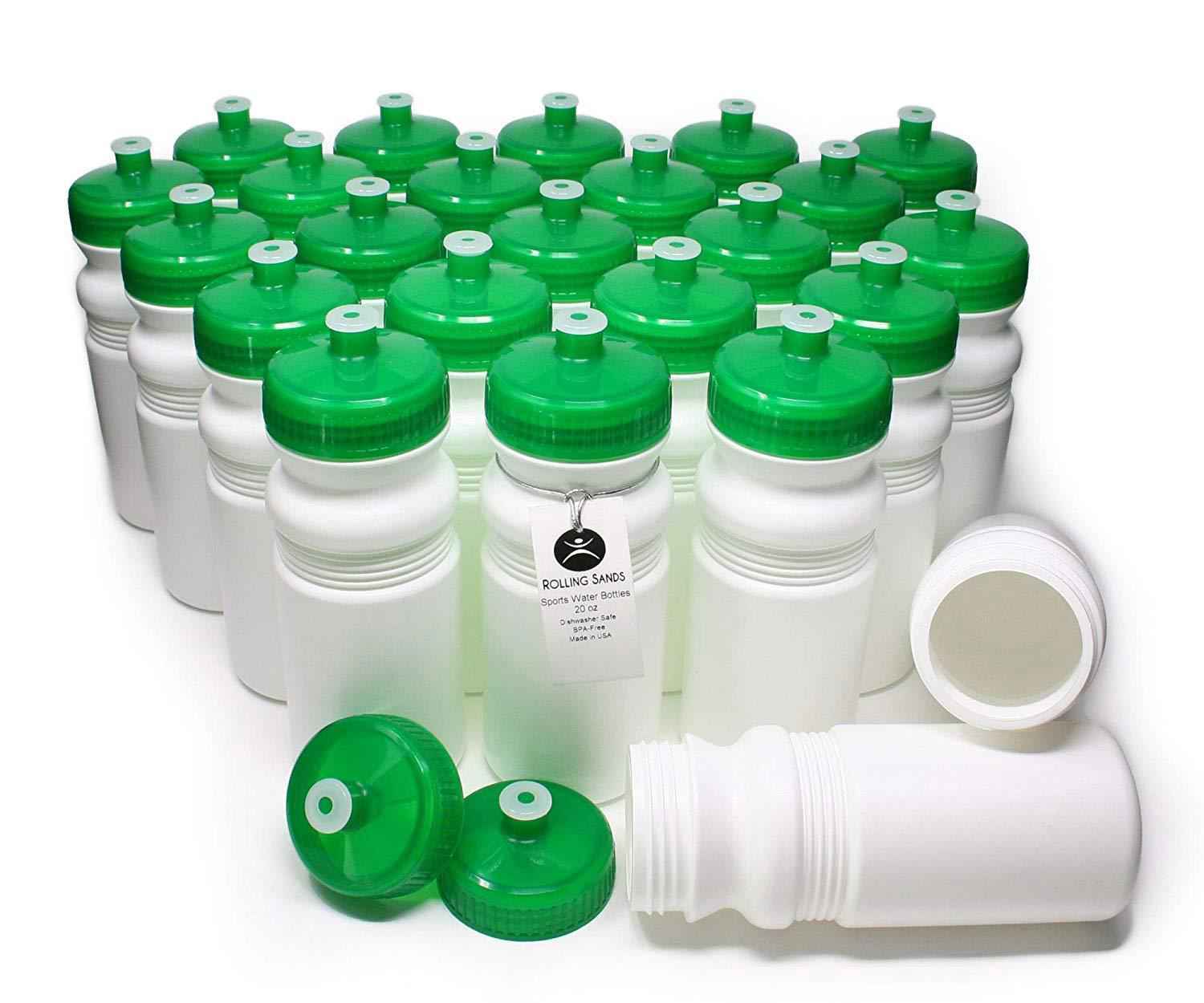 Rolling Sands 20 Ounce Sports Water Bottles 24 Pack - BPA-Free, Dishwasher Safe, Made in USA