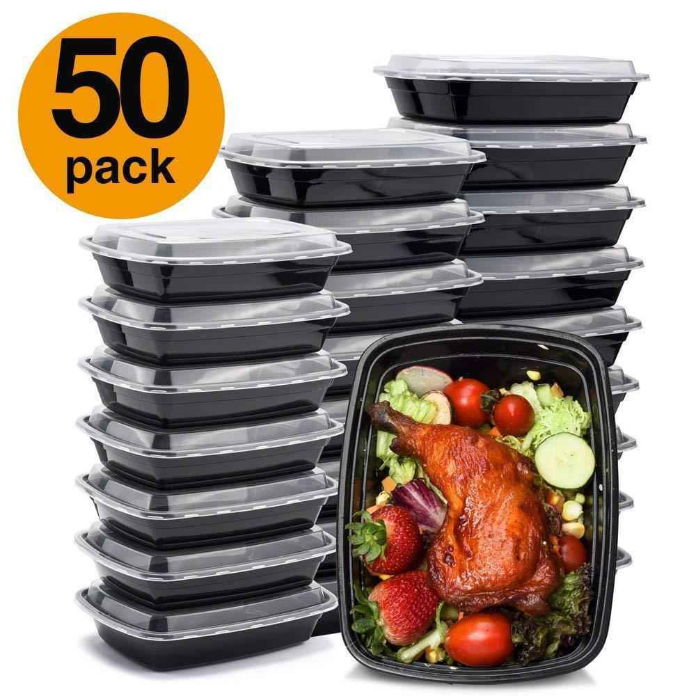 Glotoch Meal Prep Containers - 32oz Single Compartment with Lids, Microwave, Freezer & Dishwasher Safe (10-Pack)