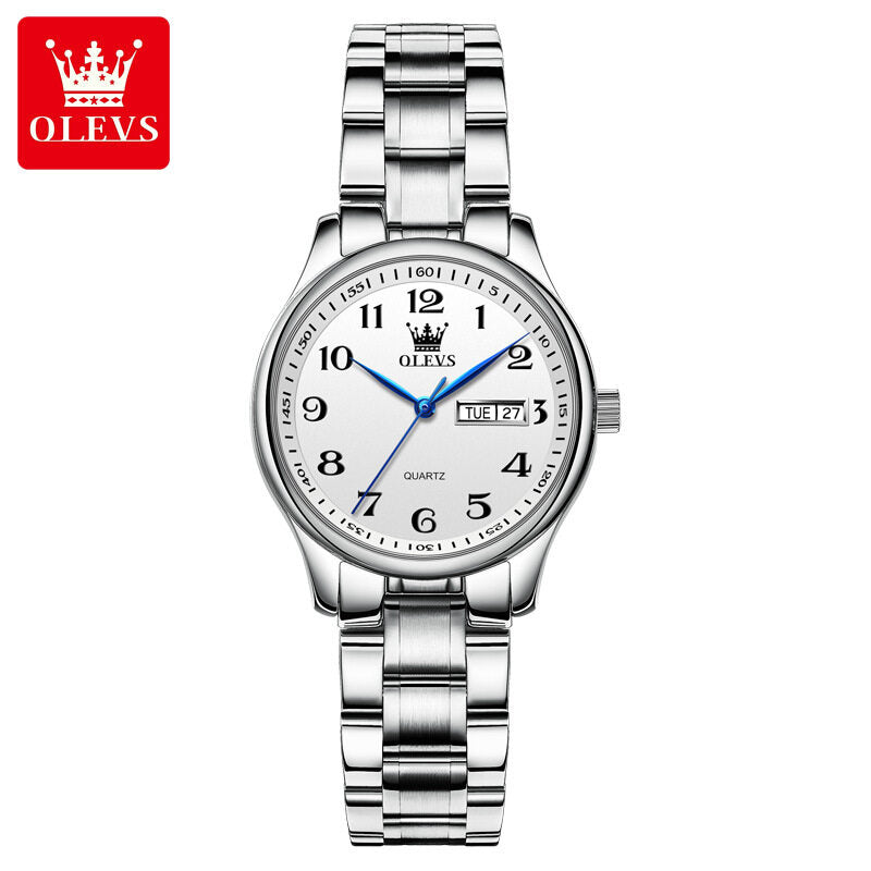 OLEVS 5567 Fashion Waterproof Steel Strap Calendar Business Quartz Casual Watch for Men and Women