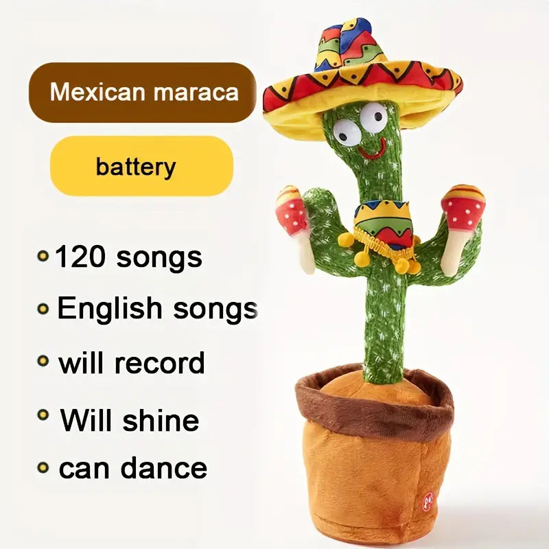 Talking Dancing Cactus Toy with Lighting - Fun Educational Plush Toy for Kids