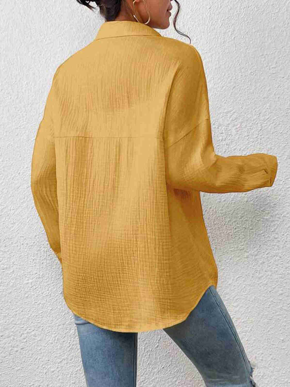 Textured Drop Shoulder Shirt Jacket - 100% Cotton