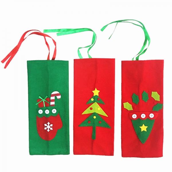 Christmas Tree Style Champagne Wine Bottle Cover Bag - Red Party Decor