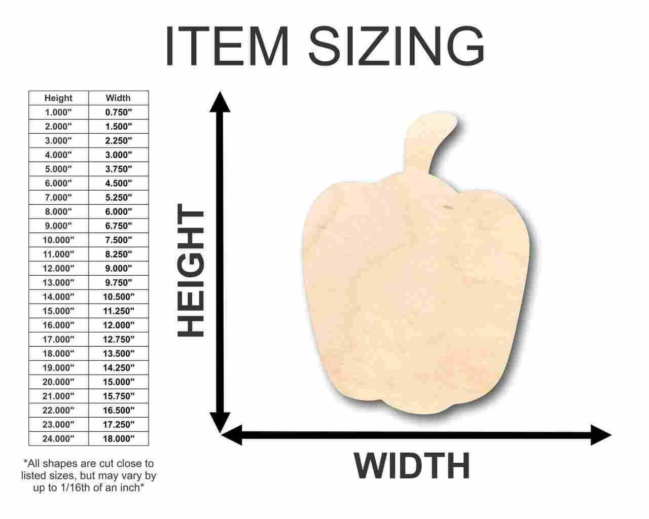 Unfinished Wood Pepper Shape for DIY Crafting