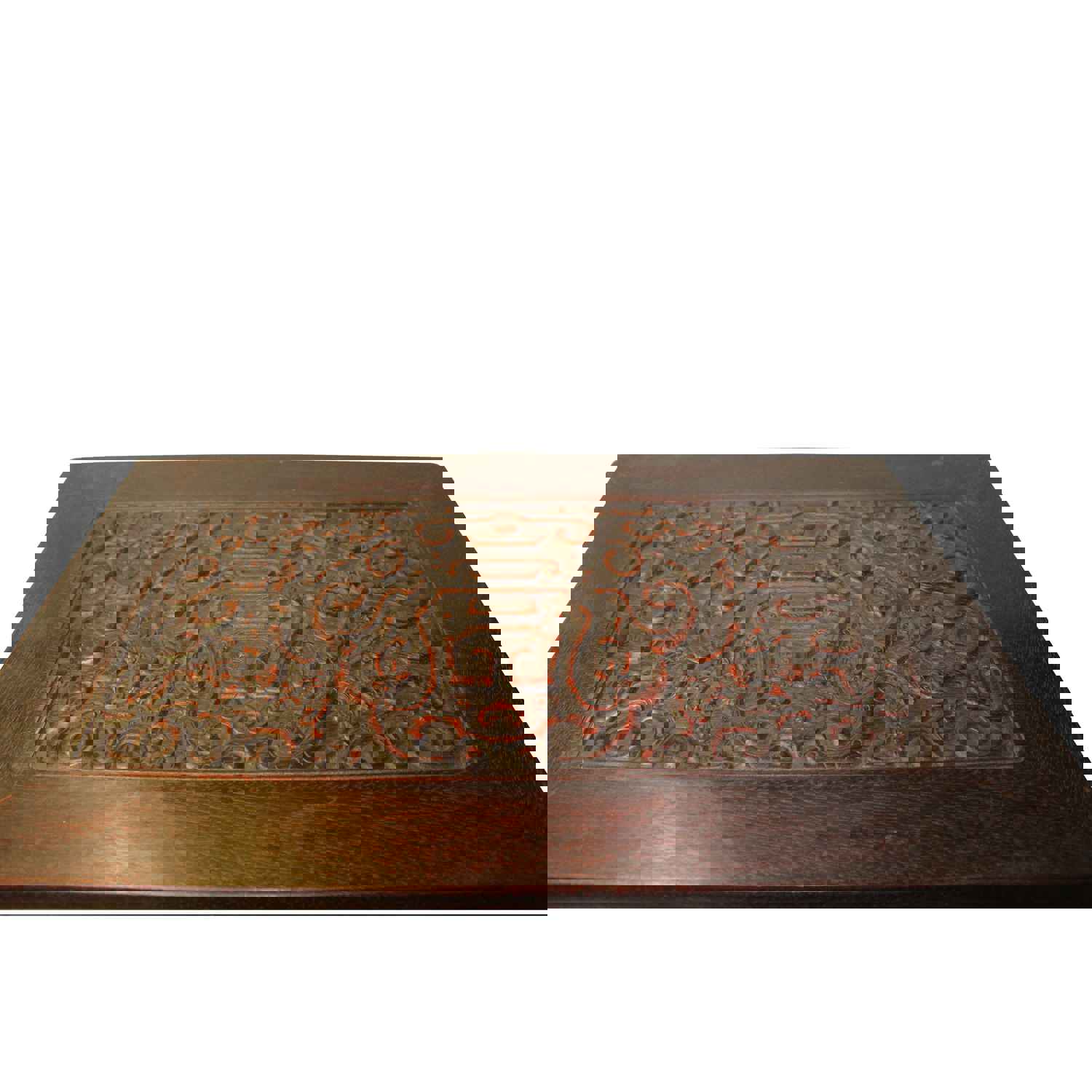 Brown Oriental Round Legs Dragon Rectangular Display Table Stand