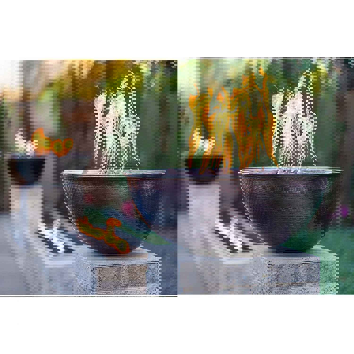 The Outdoor Plus Sedona Round Fire Bowl in Hammered Copper with Free Cover